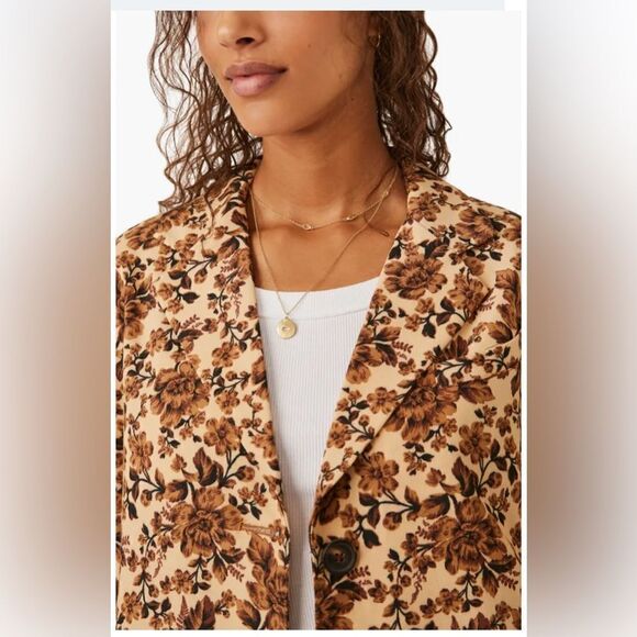 Free People Cali Floral Print Boxy Single Breasted Blazer - Picture 2 of 16